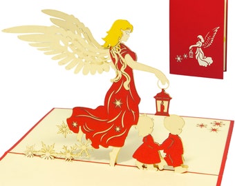 LIN17546, LINPopUp®, POP UP Christmas Cards, Pop Up Christmas, Christmas Card, 3D Cards Christmas, Angel, Lantern, Christ Child, N446