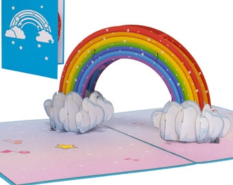 LIN17780, LINPopUp®, Pop Up Card, Wedding Card, Folding Cards Rainbow, Birthday Card Kids, Greeting Card Rainbow, Rainbow, N28