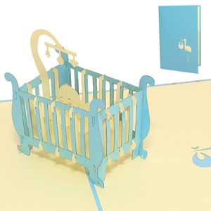 LIN17819, LINPopUp®, LIN Cartes Pop-Up Naissance, Cartes de Voeux, Carte Pop Up Bébé, Carte pour Naissance, Naissance Garçon, N99