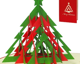 LIN17156, LINPopUp®, Pop Up 3D Card, Christmas Card, Greeting Card, Christmas Tree Stars, N423