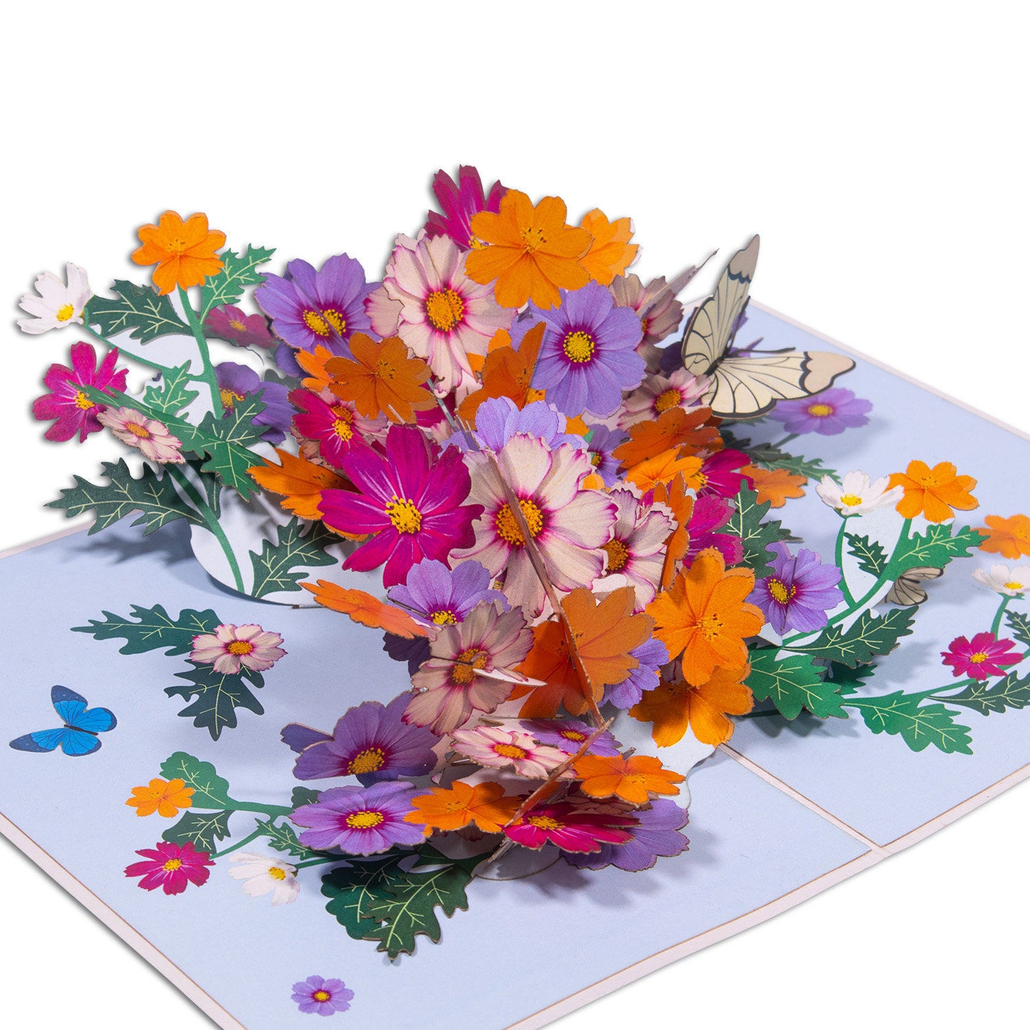 3D Pop-Up Karte Blumenstrauß – 15x15 Cm, Mit Umschlag, Als Geburtags- Oder Dankeskarte