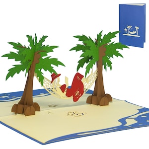 LIN17783, LINPOPUP®, uitvouwkaart vakantie, verjaardag zee, 3D-cadeaubon, cadeaubon, reiservaring, hangmat Wellness Lady, N43