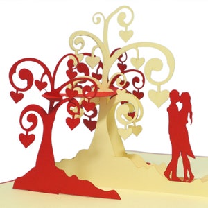 LIN17146, LINPopUp®, Cartes POP Up Saint Valentin, Carte Pop Up Amour, Mariage, Cartes pliées Saint Valentin, Cadeau Argent, Couple, N64