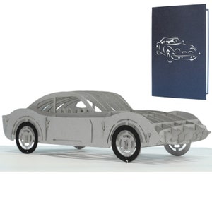 LIN17771, LINPopUp®, Voiture à carte pop-up, Anniversaire de voiture, Carte pop-up 3D Voiture, Carte de vœux, Permis de conduire, Voiture bon (argent), N397
