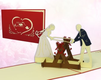 LIN17341, LINPopUp®, Cartes POP-Up Mariage, Cartes de Voeux Mariage, Cartes de Voeux Mariage, Carte de Mariage, Tradition,N243