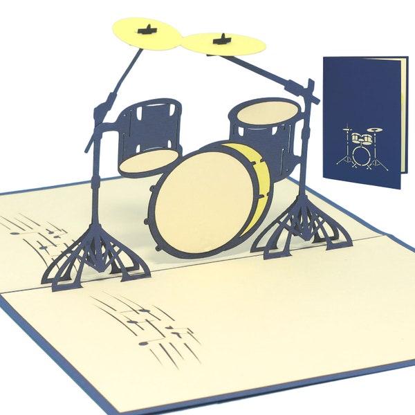 LIN17528, LINPopUp®, Pop Up Karten, Pop Up Karten Musik, Geburtstagskarte, Gutschein, Schlagzeug, Drumset, Drum Kit, Drums, N282