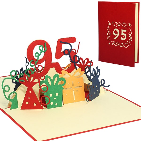 LIN17642, LINPopUp®, Carte POP UP 3D, Carte d'anniversaire Pop Up 95 ans, Carte de voeux 95e anniversaire, Carte Pop Up, Anniversaire 95 ans, N374