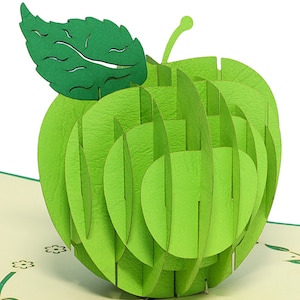 LIN17650, LINPoUp®, Cartoline POP-UP, Cartoline pop-up 3D Guarisci, Biglietti d'auguri 3D Apple, Biglietto d'auguri con biglietto piegato, Mela verde, N378
