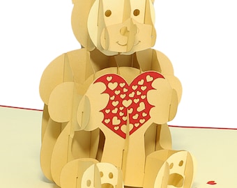 Lovepop Plushpop - Biglietto di auguri pop-up per lei e per lui, con orsetto 3D, per ragazzi, ragazze, uomini, donne, per la maggior parte dei bambini, 15,2 x 20,3 cm, grigio