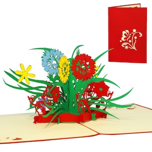 LIN17577, LINPopUp®, tarjetas emergentes flores, ramo, tarjetas de felicitación flores, tarjetas plegadas flores, tarjeta emergente cumpleaños, flores silvestres, N338