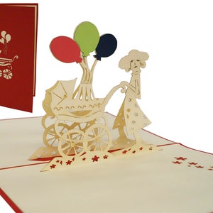 LIN17710, LINPopUp®, LIN POP-Up Cartes naissance, Cartes de voeux naissance, Carte pop up bébé, Carte naissance, naissance fille, N94
