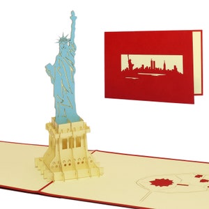 LIN17185, LINPopUp®, Pop Up Karte, Geburtstagskarte, Glückwunschkarte, Gutscheinkarte, Freiheitsstatue, New York, Amerika, N186