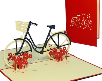 LIN17180, LINPopUp®, Pop Up Karten, 3D Grußkarten, Fahrrad, Glückwunschskarten, Geburtstagskarten, Venlo, Damenfahrrad, N156