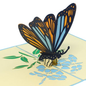 LIN17656, LINPoUp®, Biglietto pop-up Farfalla, Compleanno, Carte 3D Natura, Biglietti d'auguri, Biglietti Festa della mamma, Farfalla, Blu, N382