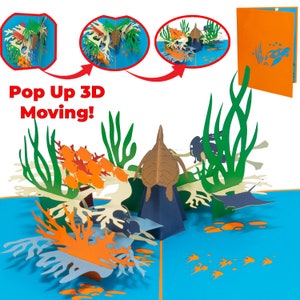 LINPopUp®, LIN17790, Buzo con tarjeta emergente, Biología marina, Vale, Equipo de buceo, Curso de buceo, Tarjeta de cumpleaños, Vale de viaje, Submarino, N82