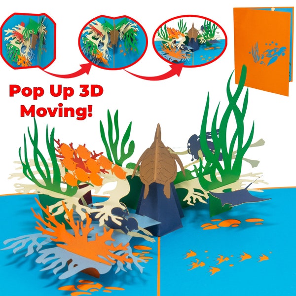 LINPopUp®, LIN17790, Pop Up Card Diver,Marine Biology,Voucher,Diving Equipment, Diving Course,Birthday Card, Travel Voucher, Underwater, N82