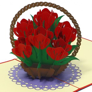 LIN17752, LINPopUp®, POP Up Cards Flowers, Pop Up Card Bouquet, Greeting Cards Flowers, Folded Cards Flowers, Birthday, Rose, N720