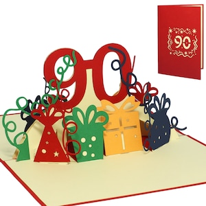 LIN17351, LINPopUp®, cartes pop up, cartes d'anniversaire pop up, cartes d'anniversaire pop up, cartes de voeux, 90 ans, N232