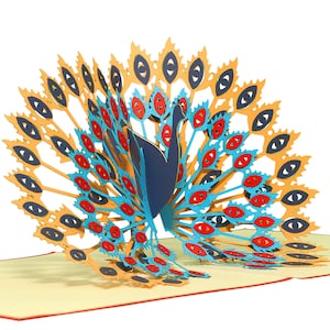 LIN17240, LINPopUp®, carte POP UP, carte de voeux 3D, carte à collectionner, carte animal, PFAU, N142