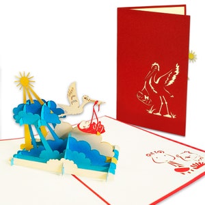 LIN17391, LINPopUp®, LIN POP-Up Cards Nacimiento, Tarjetas de felicitación Nacimiento, Tarjetas de felicitación Nacimiento, Bebé, Tarjeta para el nacimiento, Niña biológica, N265