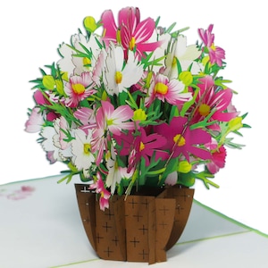 LIN17762, LINPopUp®, Pop Up Karte Blumen, Blumenstrauß, Grußkarte, Muttertagskarte, Gute Besserung, Abschied, Geburtstagskarte, N503