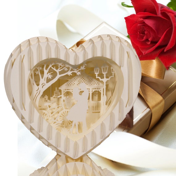 Pop-Up Karte Herz, Valentinstags Geschenk, Jahrestag und Hochzeitstag – 3D Handgemachte Herz aus hochwertigem Papier, MagicPaper, LINPOPUP