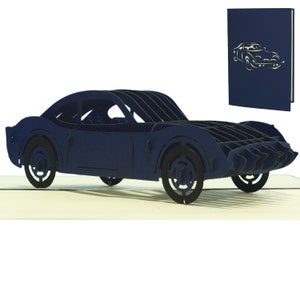 LIN17769, LINPopUp®, Pop Up Card Auto, Car Birthday, 3D Pop Up Card Car, Greeting Card, Patente di guida, Voucher Car (blu), N394