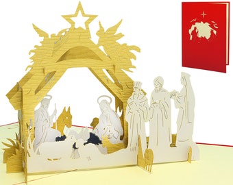 LINPoUp®, Biglietto pop up 3D, Biglietto di Natale, Biglietto d'auguri, Natività, Natività, N458