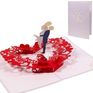 LINPOPUP® Pop-Up Karte Hochzeit - Hochzeitskarte, Hochzeitsgeschenke für Brautpaar, Hochzeitseinladung, Tanzendes Brautpaar, weiß