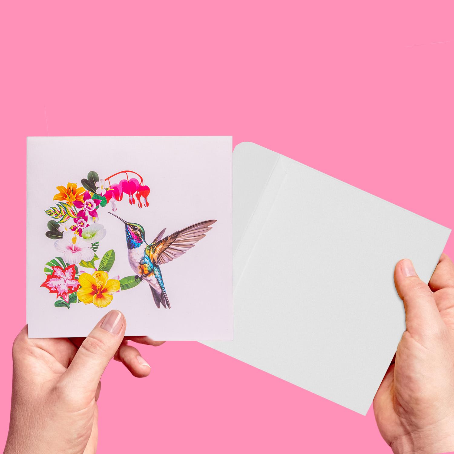 Biglietto Di Auguri 3D Pop-up Con Colibrì, Con Busta, Regalo Unico Per Compleanno Uomo