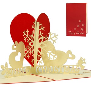 LIN17082, LINPopUp®, POP UP GrußKarte 3D Grußkarte Weihnachtskarten Schneeflocken, N442