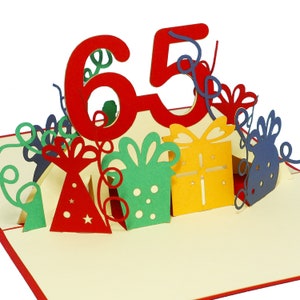 LIN17346, LINPopUp®, Pop Up Karten, Grußkarten zum 65 Geburtag, Geburtstagskarten, Glückwunschkarten, Grußkarten, Geburtstag, Jubiläum, N226