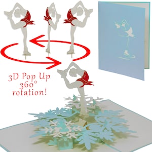 LIN17785, LINPOPUP®, Pop Up Karte Ballerina, 3d Karte Klappkarten Geburtstagskarte Tanz, Pop Up Karte Gutschein, Eiskunstlauf, Ballett, N42