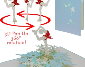 LIN17785, LINPOPUP®, Pop Up Card Ballerina, 3d Card Folding Cards Birthday Card Dance, Pop Up Card Voucher, Figure Skating, Ballet, N42