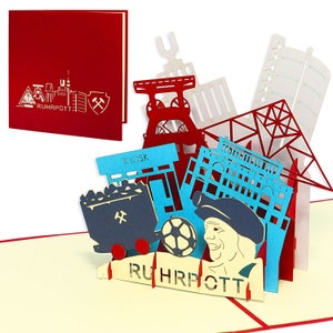 LIN17493, LINPopUp®, Pop Up 3D Card, Pop Up Card Ruhrpott, Cumpleaños, Travel Voucher Ruhr Area, Mining, Ruhrpott, Glückauf, N267