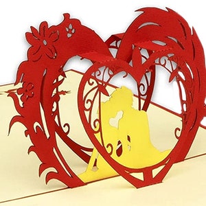 LIN17044, LINPopUp®, cartes POP-Up mariage, cartes de voeux, cartes de vœux mariage, cartes pliables mariage, carte de mariage, couple, N60