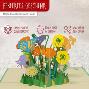 LIN17613, LINPopUp®, POP Up Cards Flowers, Pop Up Card Bouquet, Greeting Cards Flowers, Folded Cards Flowers, Birthday, Wild Flowers, N356