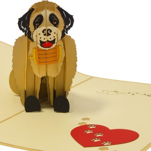 LINPOPUP®, LIN17772, Tarjeta emergente, Tarjeta de felicitación Cumpleaños Día de San Valentín Get Well Dog Tarjeta plegada 3D Perro de rescate, Corazón de perro, N398