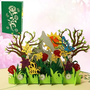 LIN17665, LINPopUp®, Pop Up Card Flower, Birthday Card, Flower, Mother's Day Card, Hiking Voucher, Bee Mountain Flower Meadow, N388