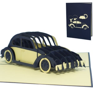 LIN17320, LINPopUp®, tarjeta de felicitación 3D POP UP, incluye sobre "automóvil", azul oscuro, N215