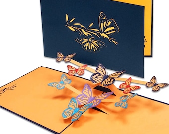 Carte d'anniversaire pop-up 3D papillon, carte de voeux faite main, 17539, N293