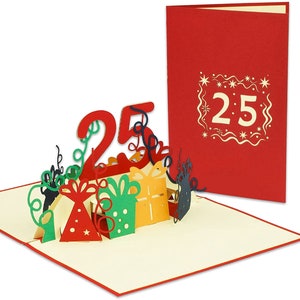 LIN17532, LINPopUp®, Carte POP UP - Carte anniversaire 3D 25e anniversaire - Carte anniversaire, Carte surprise pliable, N286