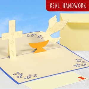 LINPOPUP® Pop-Up Karte Kommunion, Junge - 3D Glückwunschkarte, Einladungskarte, Geldgeschenk zur Konfirmation Taufe, LIN17854, N316 (Blu)