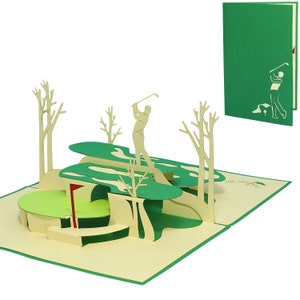 LIN17596, LINPopUp®, Pop Up 3D carte anniversaire, cartes de vœux golf, cartes d'invitation, fête d'anniversaire, golf, N350