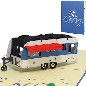 LIN17590, LINPopUp®, Pop Up Card, Fecha de nacimiento, Tarjeta de cumpleaños pop-up, Tarjeta emergente Autocaravana, Bono de viaje Vacaciones, Caravana, N346