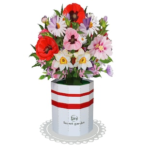 LIN17907, LINPopUp®, Pop Up Blumenstrauß, Pop Up Karten Blumen, Rosenstrauß, Geschenk Geburtstag Muttertag, Blumenstrauß, N802