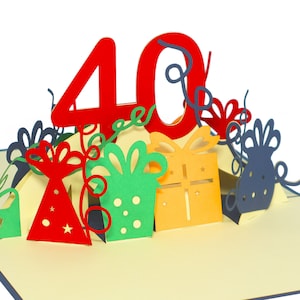 LIN17261, LINPoUp®, Cartoline pop-up, Biglietti d'auguri per il 40° compleanno, Biglietti d'auguri, Anniversario, 40° anniversario, N19