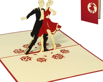 LIN17541, LINPopUp®, cartes pop-up, cartes de danse 3D, carte pliée, carte d'anniversaire, bon cours de danse, invitation à une soirée dansante, N295