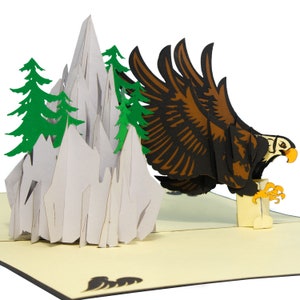 LIN17774, LINPopUp®, LINPop Up Karten, 3D Karte, Reisegutschein Bergsteiger, Jäger, Gutschein Wandern, Zelten, Klettern, Berg, Adler, N53