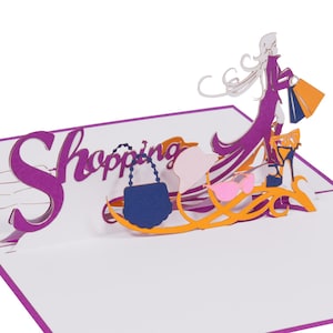 LIN17342, LINPopUp®, carta POP UP, carta voucher 3D per lo shopping, shopping Girls-Day - buono regalo, biglietto di compleanno, N238